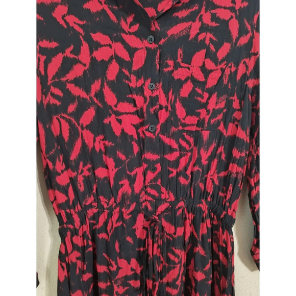 Zadig & Voltaire Red and Black Leaf-Print Maxi Dress Size Medium - Picture 3 of 7